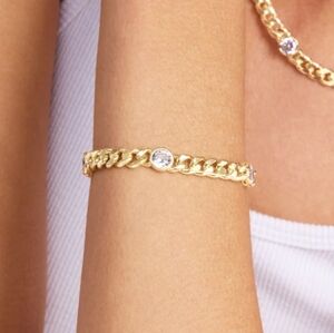 Melinda Maria Julian Triple Diamond Cuban Chain Bracelet
